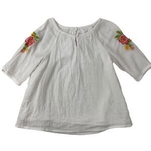 Janie and Jack‎ Girls White Embroidered Floral Blouse Size Small